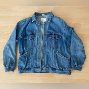 Vintage Pentimento Denim Jacket Blue Jean Elastic Cinched Waist Oversized Large